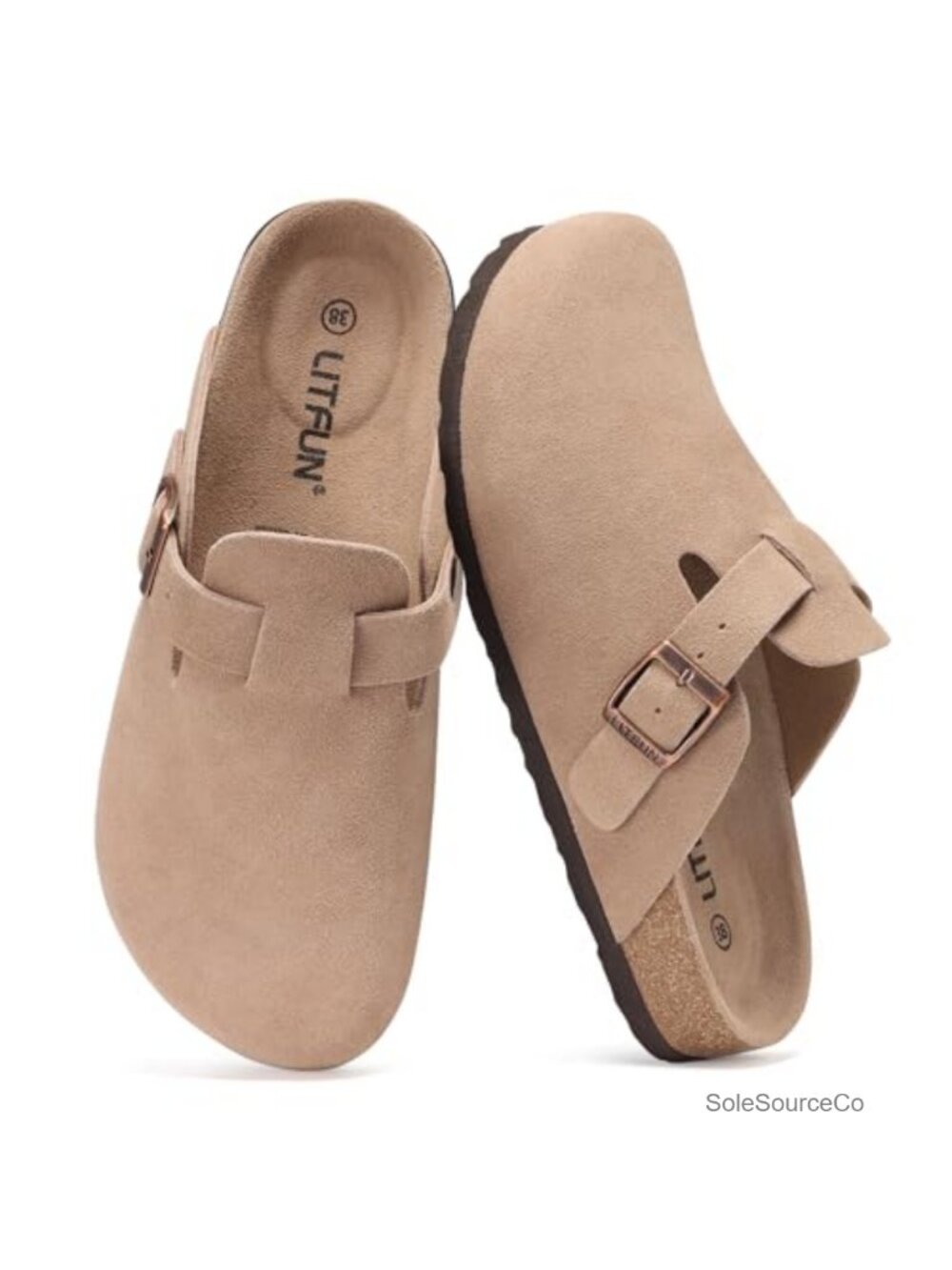 Genuine Suede Clogs Women Arch Support Cork Footbed Adjustable Shoe